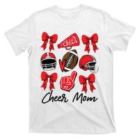 Football Coquette Bow Cheer Mom Red T-Shirt