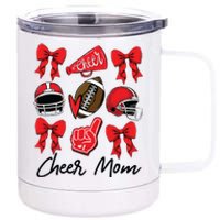 Football Coquette Bow Cheer Mom Red 12 oz Stainless Steel Tumbler Cup