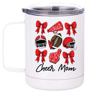 Football Coquette Bow Cheer Mom Red 12 oz Stainless Steel Tumbler Cup