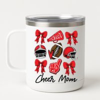 Football Coquette Bow Cheer Mom Red 12 oz Stainless Steel Tumbler Cup