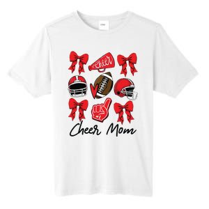 Football Coquette Bow Cheer Mom Red Tall Fusion ChromaSoft Performance T-Shirt