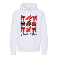 Football Coquette Bow Cheer Mom Red Premium Hoodie