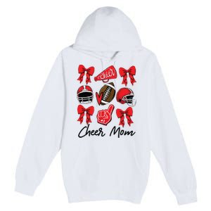 Football Coquette Bow Cheer Mom Red Premium Pullover Hoodie