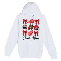 Football Coquette Bow Cheer Mom Red Premium Pullover Hoodie