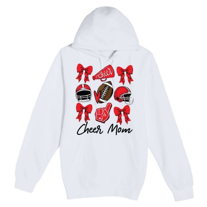 Football Coquette Bow Cheer Mom Red Premium Pullover Hoodie