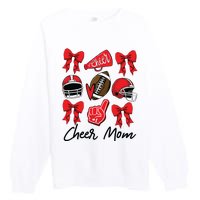 Football Coquette Bow Cheer Mom Red Premium Crewneck Sweatshirt