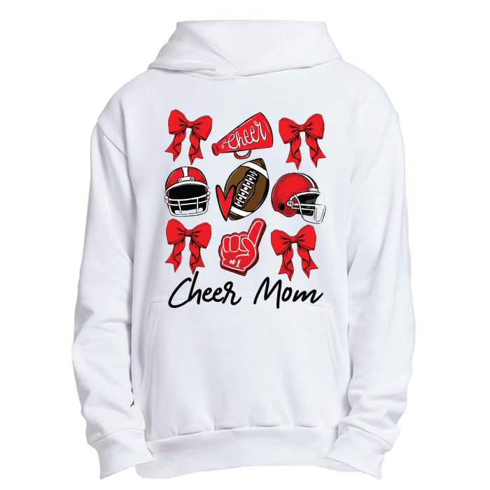 Football Coquette Bow Cheer Mom Red Urban Pullover Hoodie