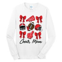 Football Coquette Bow Cheer Mom Red Tall Long Sleeve T-Shirt