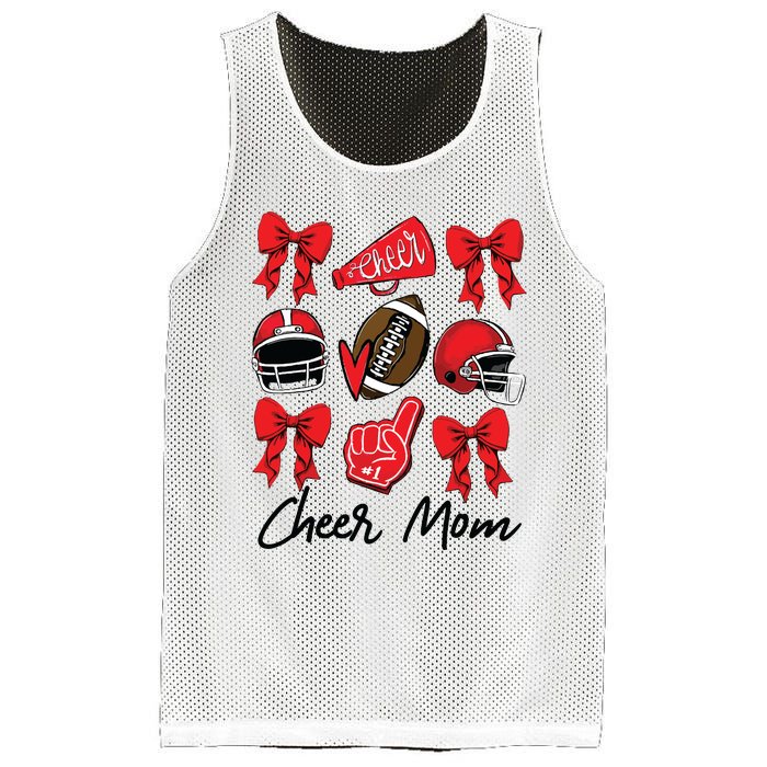 Football Coquette Bow Cheer Mom Red Mesh Reversible Basketball Jersey Tank