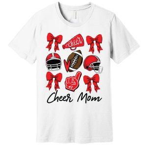 Football Coquette Bow Cheer Mom Red Premium T-Shirt