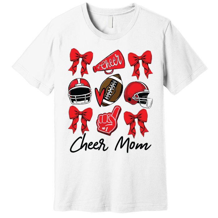 Football Coquette Bow Cheer Mom Red Premium T-Shirt