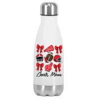 Football Coquette Bow Cheer Mom Red Stainless Steel Insulated Water Bottle