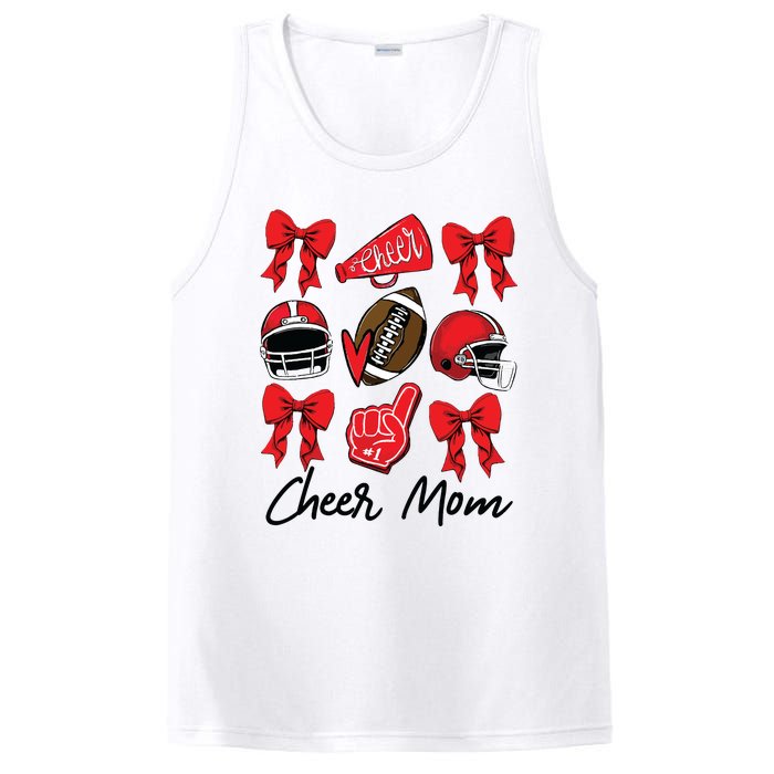 Football Coquette Bow Cheer Mom Red PosiCharge Competitor Tank