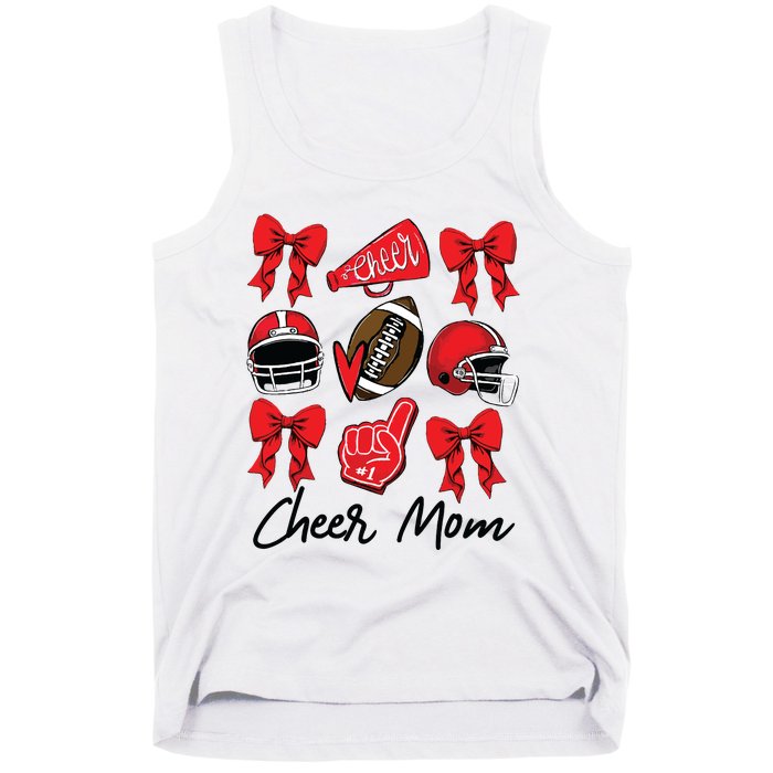 Football Coquette Bow Cheer Mom Red Tank Top