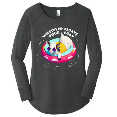 Funny Cute Baby Goat Whatever Floats Your Goat Women's Perfect Tri Tunic Long Sleeve Shirt