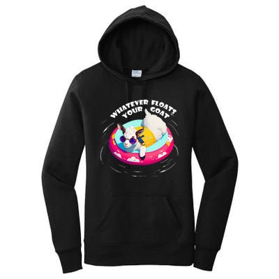 Funny Cute Baby Goat Whatever Floats Your Goat Women's Pullover Hoodie