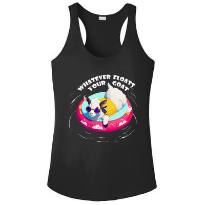 Funny Cute Baby Goat Whatever Floats Your Goat Ladies PosiCharge Competitor Racerback Tank