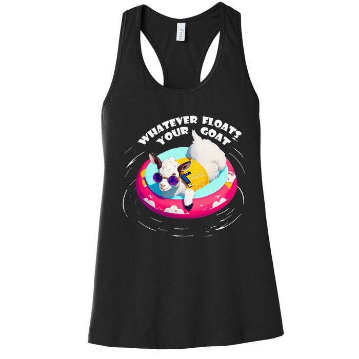 Funny Cute Baby Goat Whatever Floats Your Goat Women's Racerback Tank