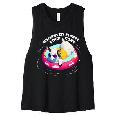 Funny Cute Baby Goat Whatever Floats Your Goat Women's Racerback Cropped Tank