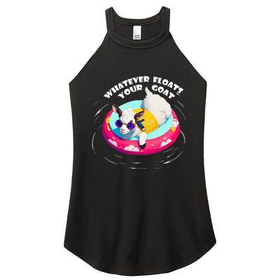 Funny Cute Baby Goat Whatever Floats Your Goat Women's Perfect Tri Rocker Tank