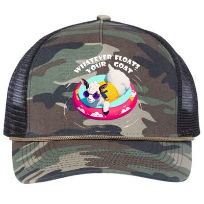 Funny Cute Baby Goat Whatever Floats Your Goat Retro Rope Trucker Hat Cap