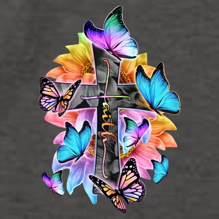 Faith Cross Butterfly With Flowers Vector Backpack
