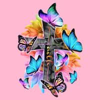 Faith Cross Butterfly With Flowers Doggie Tank