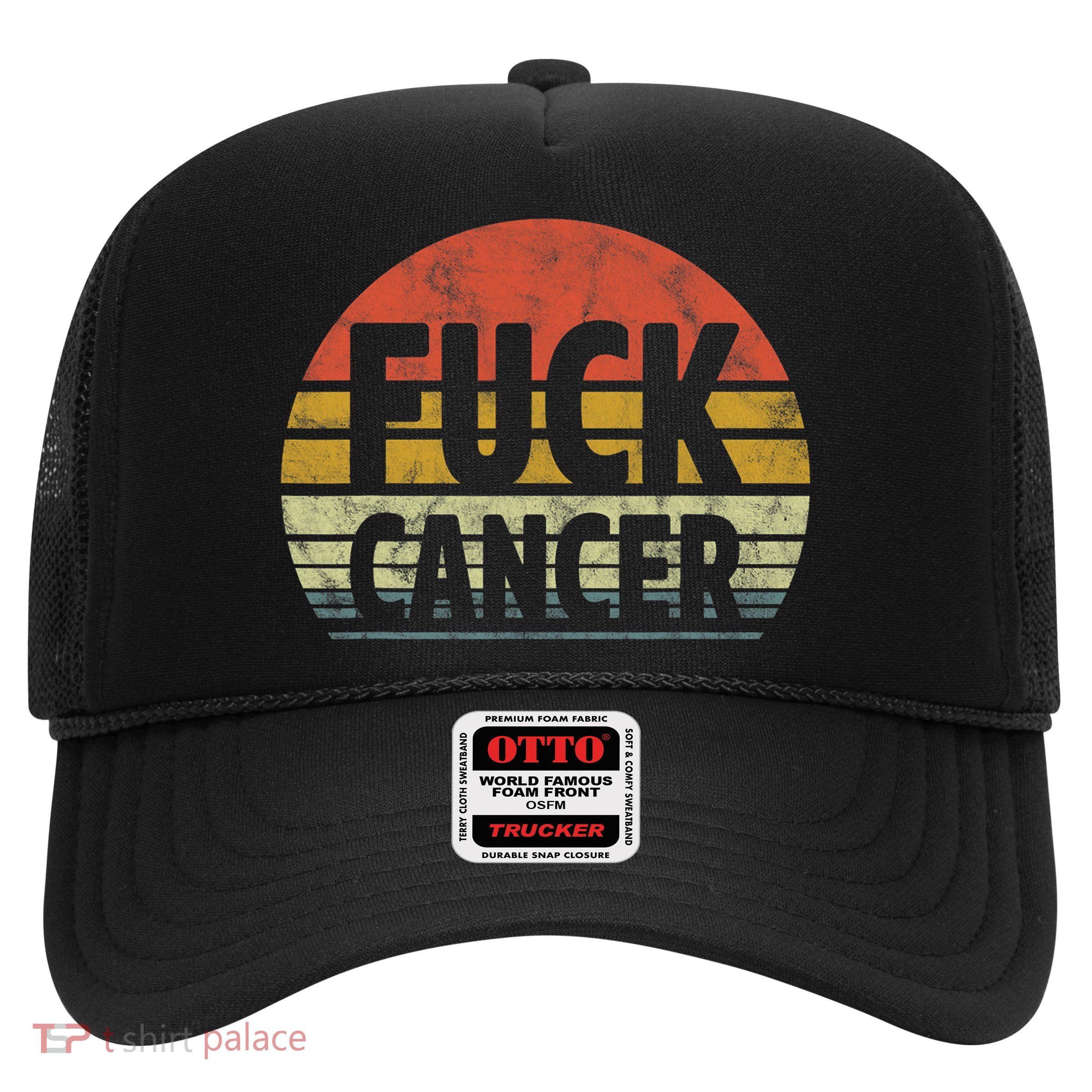 Fuck Cancer Breast Cancer Awareness Gift Retro Distressed Trucker Hat