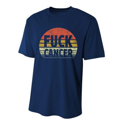 Fuck Cancer Breast Cancer Awareness Gift Retro Distressed Performance Sprint T-Shirt