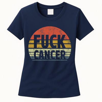 Fuck Cancer Breast Cancer Awareness Gift Retro Distressed Womens T-Shirt