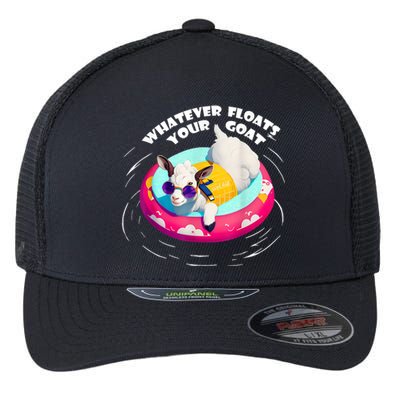 Funny Cute Baby Goat Whatever Floats Your Goat Flexfit Unipanel Trucker Cap