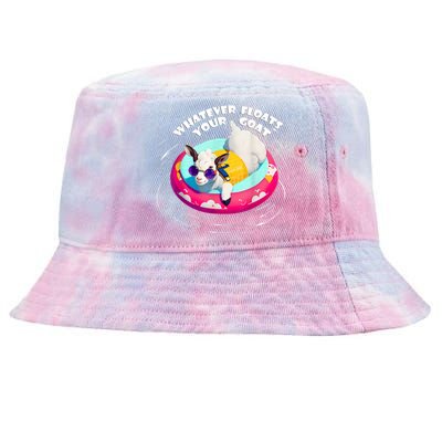 Funny Cute Baby Goat Whatever Floats Your Goat Tie-Dyed Bucket Hat