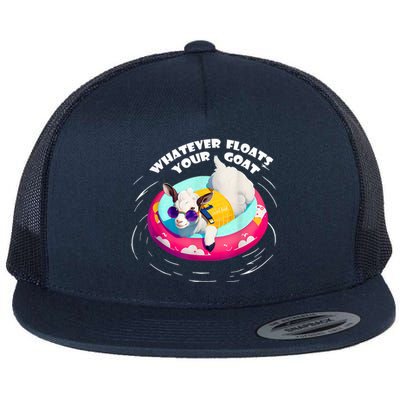 Funny Cute Baby Goat Whatever Floats Your Goat Flat Bill Trucker Hat