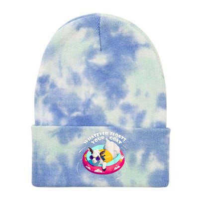 Funny Cute Baby Goat Whatever Floats Your Goat Tie Dye 12in Knit Beanie