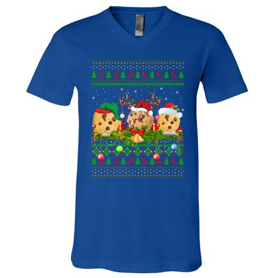 Funny Cookie Biscuit Lover Xmas Santa Ugly Cookie Christmas Funny Gift V-Neck T-Shirt