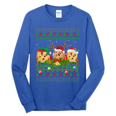 Funny Cookie Biscuit Lover Xmas Santa Ugly Cookie Christmas Funny Gift Tall Long Sleeve T-Shirt