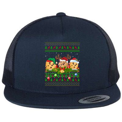 Funny Cookie Biscuit Lover Xmas Santa Ugly Cookie Christmas Funny Gift Flat Bill Trucker Hat