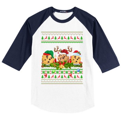 Funny Cookie Biscuit Lover Xmas Santa Ugly Cookie Christmas Funny Gift Baseball Sleeve Shirt