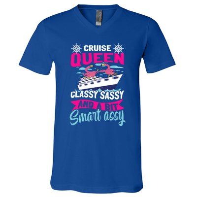 Funny Cruising Cruise Queen Classy Sassy Smart Assy Gift V-Neck T-Shirt