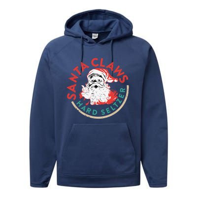 Funny Christmas Costume Santaclaws Hard Seltzer Performance Fleece Hoodie