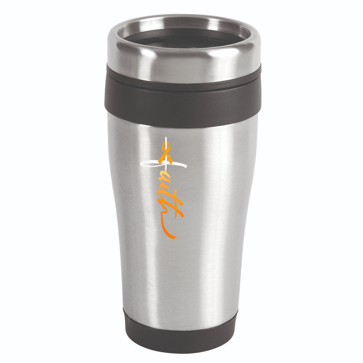 Faith Christian Cross Orange Ribbon MS Awareness 16oz Travel Tumbler