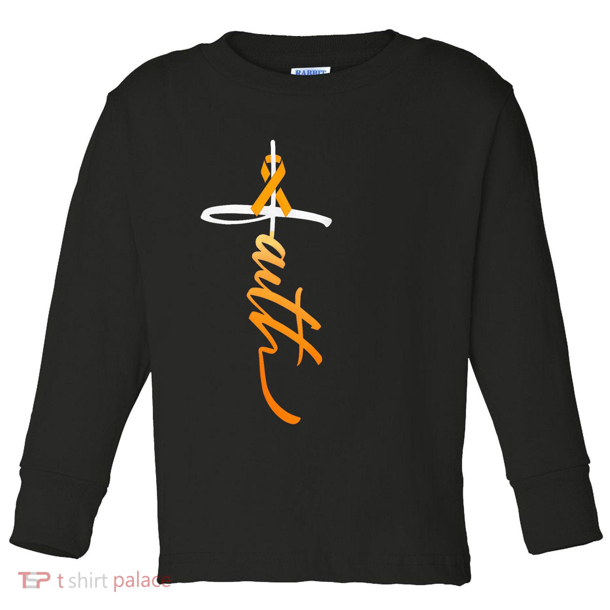 Faith Christian Cross Orange Ribbon MS Awareness Toddler Long Sleeve Shirt
