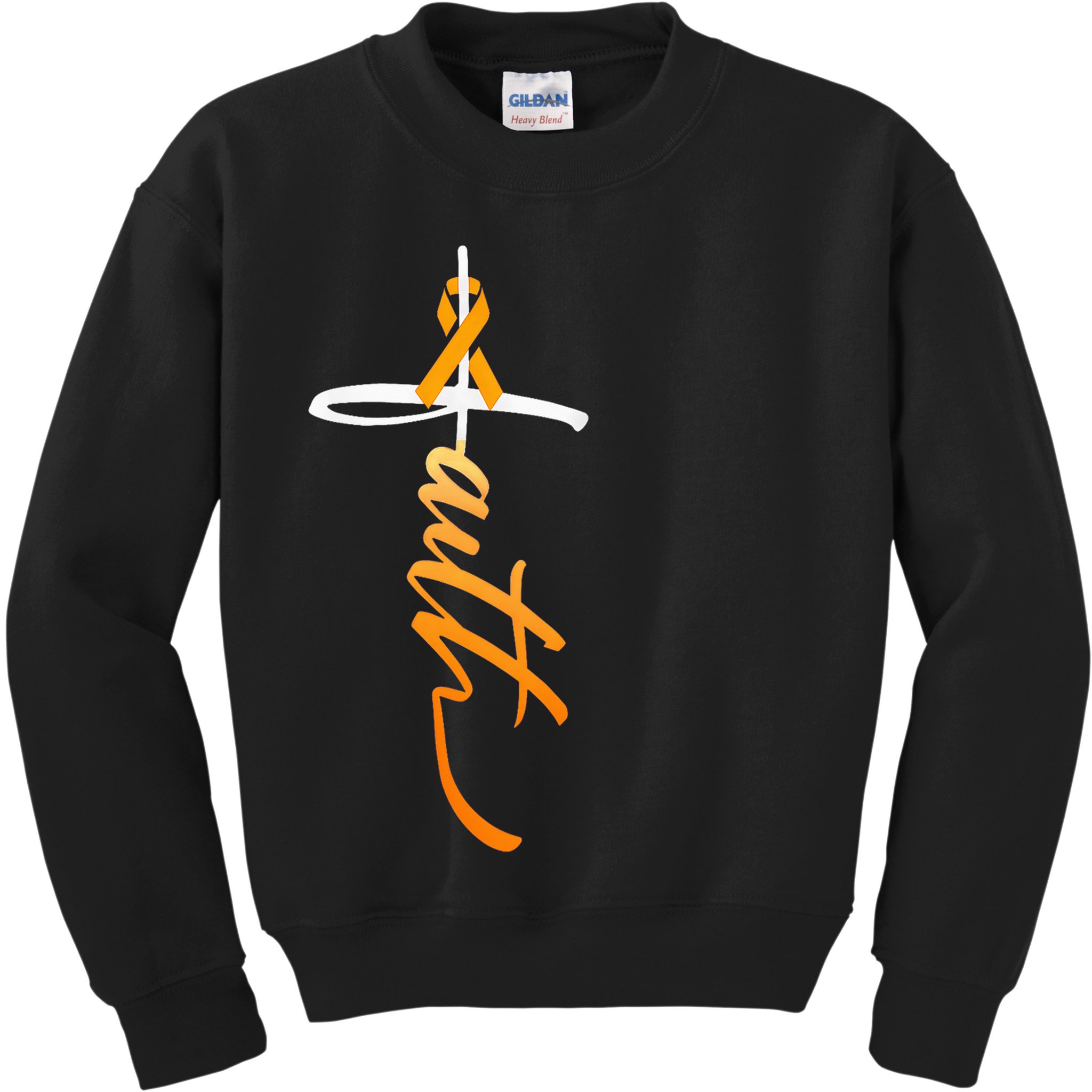 Faith Christian Cross Orange Ribbon MS Awareness Kids Sweatshirt