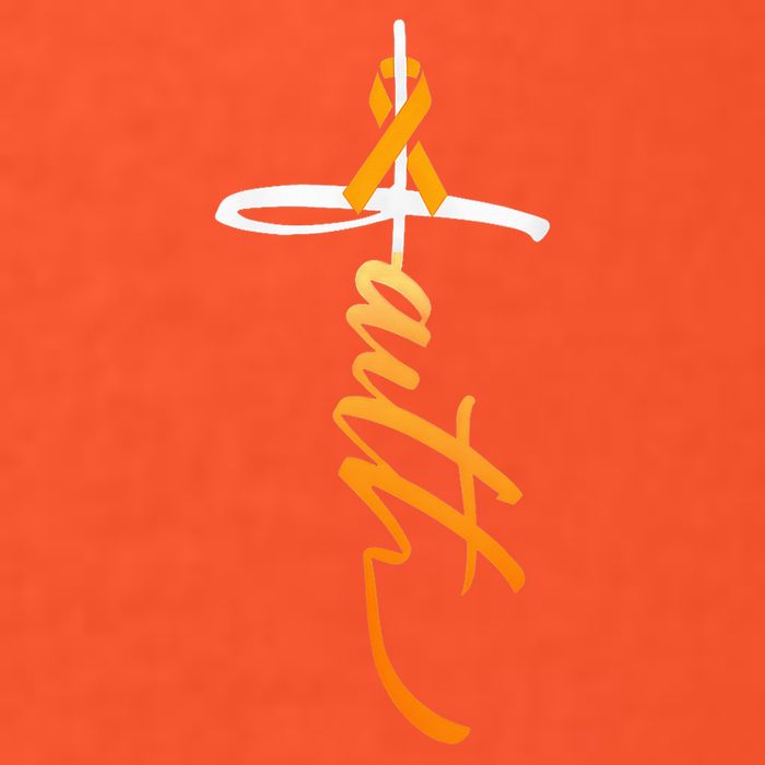 Faith Christian Cross Orange Ribbon MS Awareness V-Neck T-Shirt