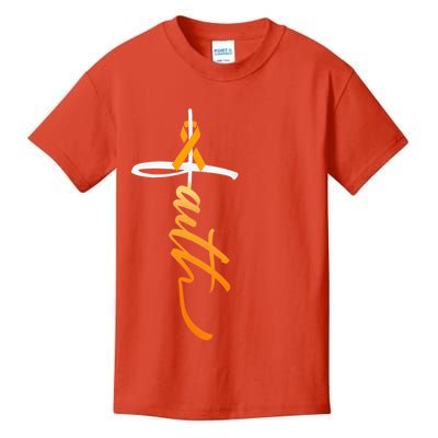 Faith Christian Cross Orange Ribbon MS Awareness Kids T-Shirt