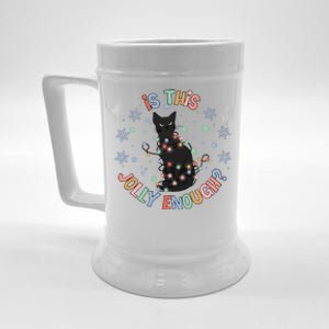 Funny Cat Christmas Jolly Enough Beer Stein