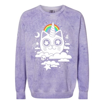 Funny Caticorn Cat Unicorn Girl Wo Kittycorn Colorblast Crewneck Sweatshirt