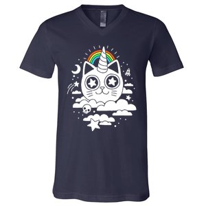 Funny Caticorn Cat Unicorn Girl Wo Kittycorn V-Neck T-Shirt