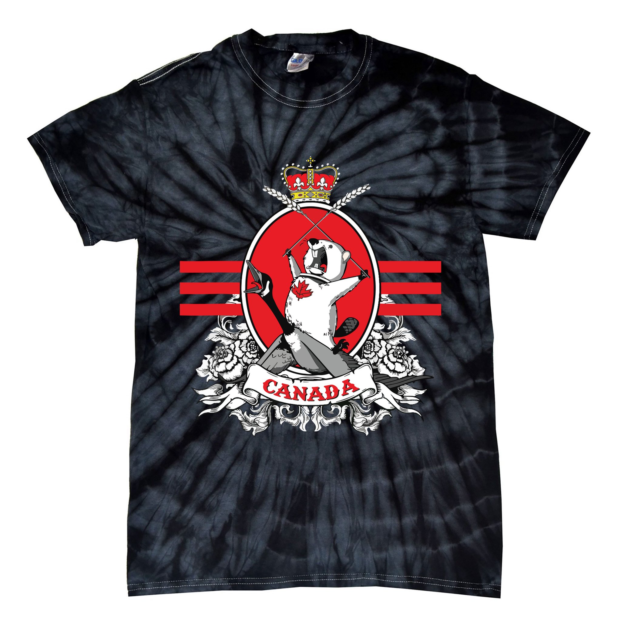 Funny Country Canada Screaming Beaver Mable Leaf Canadian Tie-Dye T-Shirt