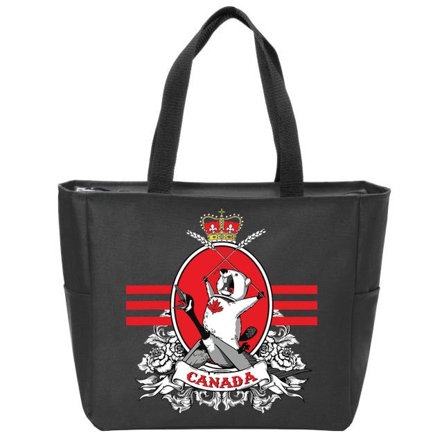Funny Country Canada Screaming Beaver Mable Leaf Canadian Zip Tote Bag
